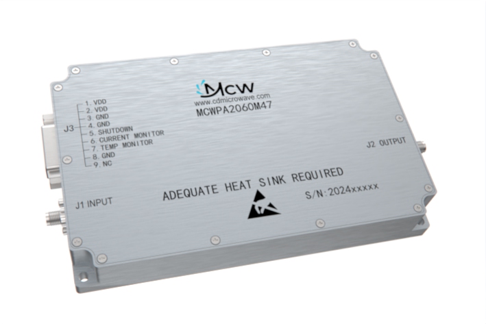 2000MHz to 6000MHz multi-octave high power Broadband Amplifier 47 dB Gain 50 Watt